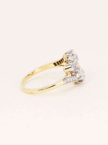 Bague 56 Belle Époque - Bague toi et moi en or 18k et platine, diamants 2 ct 58 Facettes 1200.5