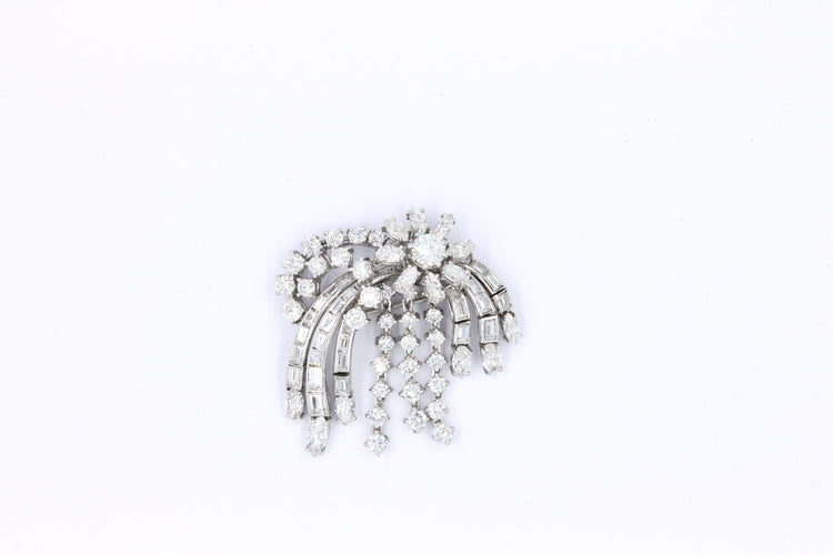 Broche Broche trembleuse en platine et diamants, circa 1950-1960 58 Facettes
