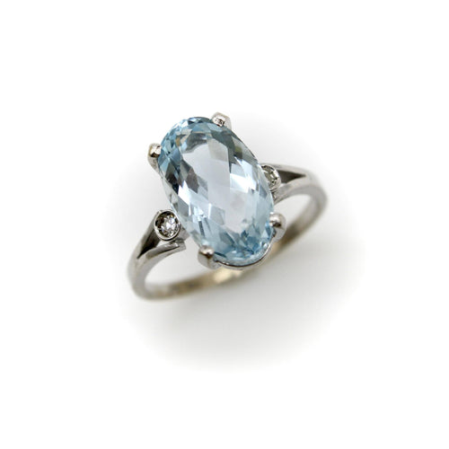 Bague Amsterdam SAUER - Bague vintage en or blanc 18k et aigue-marine 58 Facettes A20062