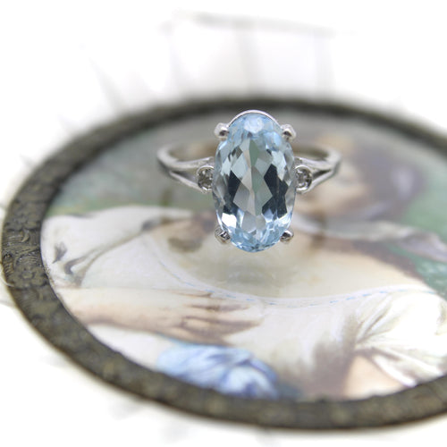 Bague Amsterdam SAUER - Bague vintage en or blanc 18k et aigue-marine 58 Facettes A20062