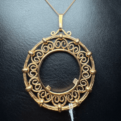 Pendentif Pendentif porte-pièce en or jaune 18 carats 6,33 g 58 Facettes 250093