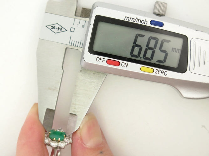 Bague 51 Bague marguerite T51 en or blanc 18k avec émeraude et diamants 58 Facettes 272543