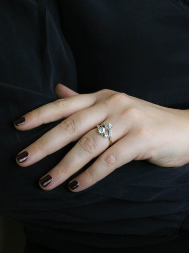 Bague 56 Belle Époque - Bague toi et moi en or 18k et platine, diamants 2 ct 58 Facettes 1200.5