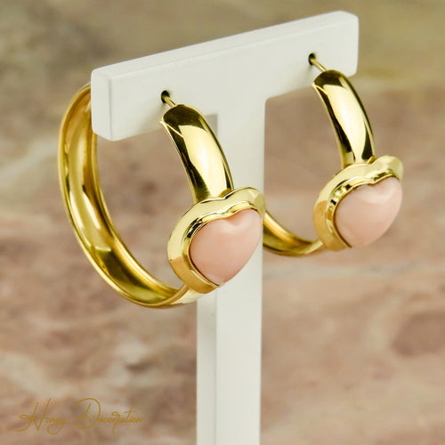 Boucles d'oreilles Creoles - Boucles d’oreilles en or jaune 18 carats avec corail 58 Facettes 2515