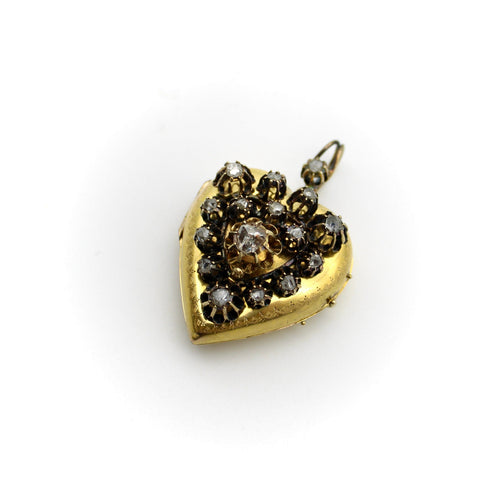 Pendentif Pendentif médaillon cœur en or 18k et diamants taille rose 58 Facettes
