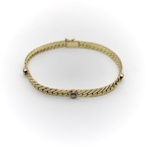 Bracelet Bracelet maille chevrons vintage en or 14K et diamants 58 Facettes A2006O