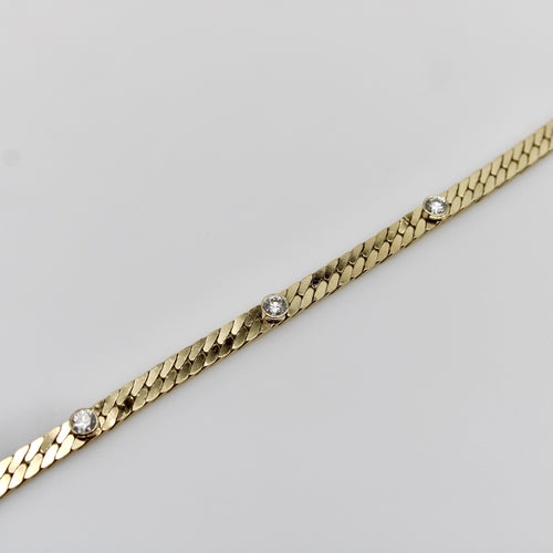 Bracelet Bracelet maille chevrons vintage en or 14K et diamants 58 Facettes A2006O