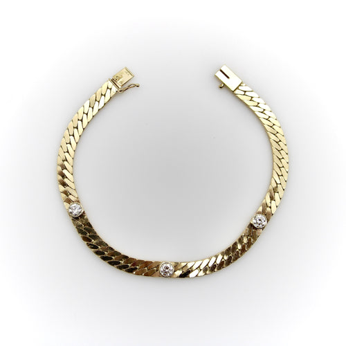 Bracelet Bracelet maille chevrons vintage en or 14K et diamants 58 Facettes A2006O