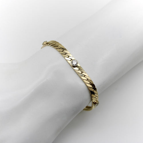 Bracelet Bracelet maille chevrons vintage en or 14K et diamants 58 Facettes A2006O