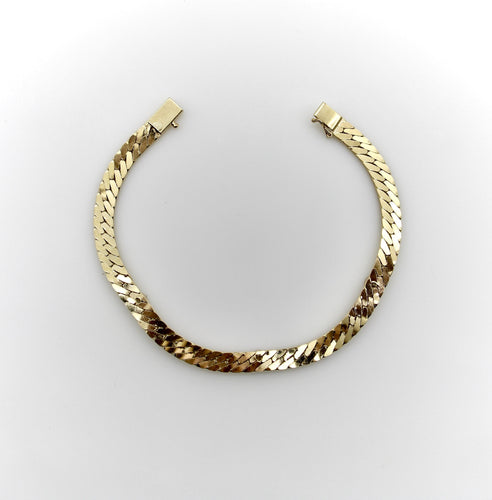Bracelet Bracelet maille chevrons vintage en or 14K et diamants 58 Facettes A2006O