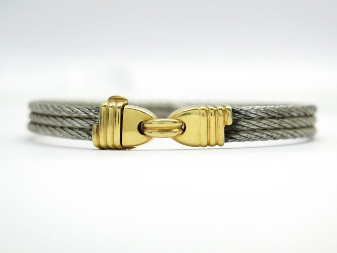 Bracelet FRED Force 10 - Bracelet câble en acier et or jaune 18k, 18 cm 58 Facettes 272738
