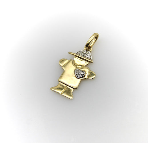 Pendentif Pendentif charme enfant stylisé en or jaune 14k et diamants 58 Facettes