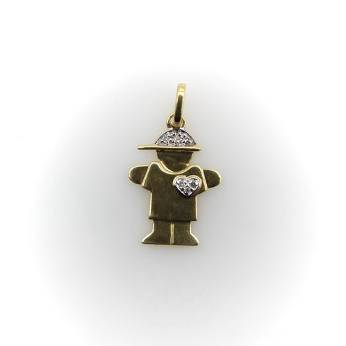 Pendentif Pendentif charme enfant stylisé en or jaune 14k et diamants 58 Facettes
