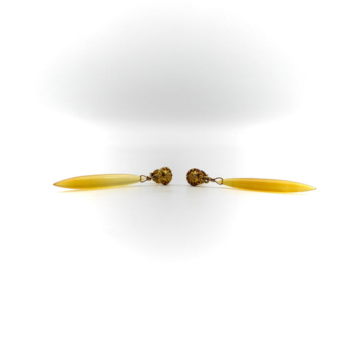 Boucles d'oreilles Boucles d’oreilles pendantes style Renaissance étrusque en or 18K et calcédoine 58 Facettes