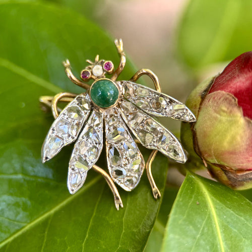 Broche Broche victorienne insecte en or 14k et diamants taille rose 58 Facettes A2001O