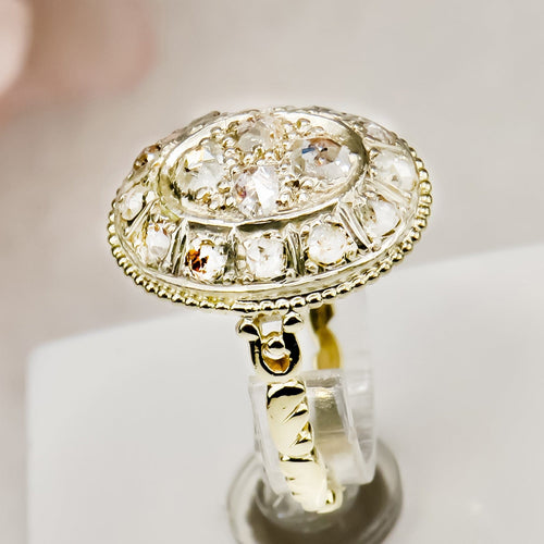 Bague 55 Art déco - Bague diamants taille ancienne en or jaune 585 et platine 58 Facettes 2641
