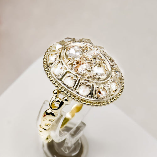 Bague 55 Art déco - Bague diamants taille ancienne en or jaune 585 et platine 58 Facettes 2641