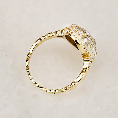 Bague 55 Art déco - Bague diamants taille ancienne en or jaune 585 et platine 58 Facettes 2641