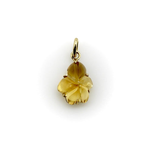 Pendentif Pendentif charm fleur en or jaune 14k et citrine sculptée 58 Facettes A2006W