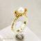 Bague 55 Bague perle en or jaune 14 carats 58 Facettes 2650