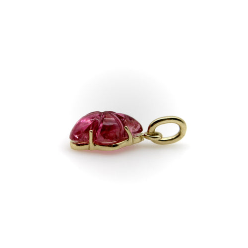 Pendentif Pendentif fleur en or 14 carats et tourmaline rose sculptée 58 Facettes A2006X