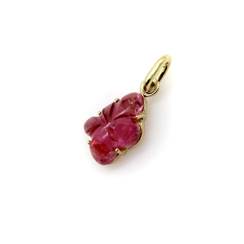 Pendentif Pendentif charm fleur en or jaune 14 carats et tourmaline rose 58 Facettes A2006X