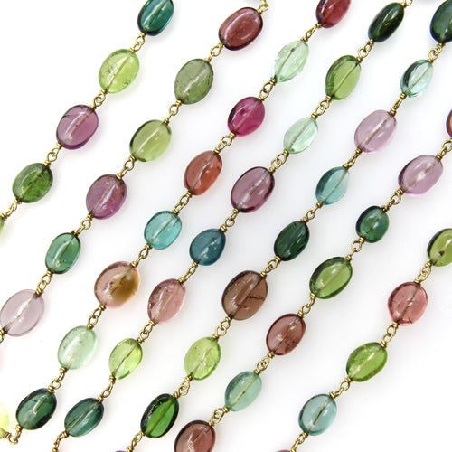 Collier Syna - Collier perles de tourmalines multicolores en or 18 carats 58 Facettes A20070