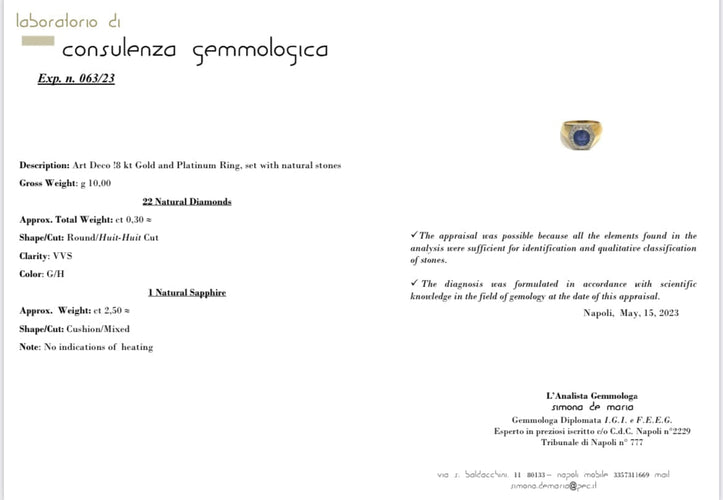 Bague Art déco - Bague en platine et or jaune, saphir de Ceylan et diamants 58 Facettes