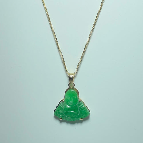 Pendentif Pendentif Bouddha rieur en jade en or jaune 14K 58 Facettes 250137