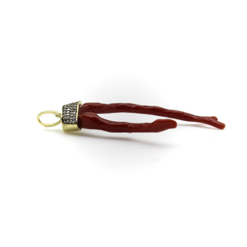 Pendentif Gold Signature - Pendentif branche de corail en or 18k et diamants 58 Facettes A10039