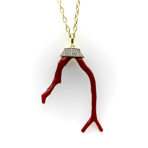 Pendentif Gold Signature - Pendentif branche de corail en or 18k et diamants 58 Facettes A10039