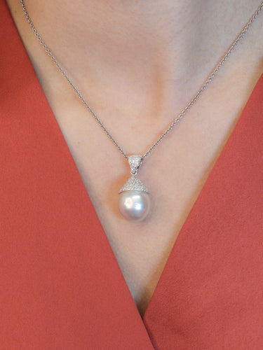 Pendentif Pendentif - Perle de culture et diamants en or blanc 18 carats 58 Facettes 993