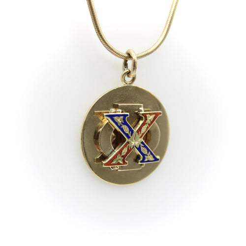Pendentif Cartier - Pendentif médaillon vintage en or jaune 14K émaillé 58 Facettes A1003B