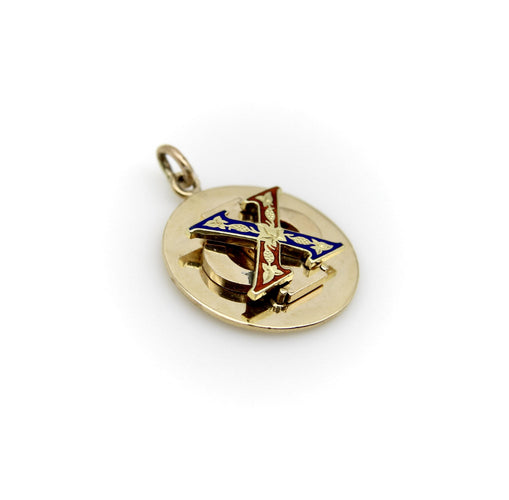 Pendentif Cartier - Pendentif médaillon vintage en or jaune 14K émaillé 58 Facettes A1003B