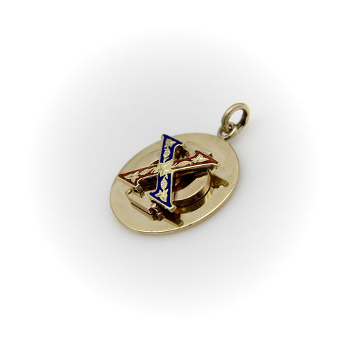 Pendentif Cartier - Pendentif médaillon vintage en or jaune 14K émaillé 58 Facettes A1003B