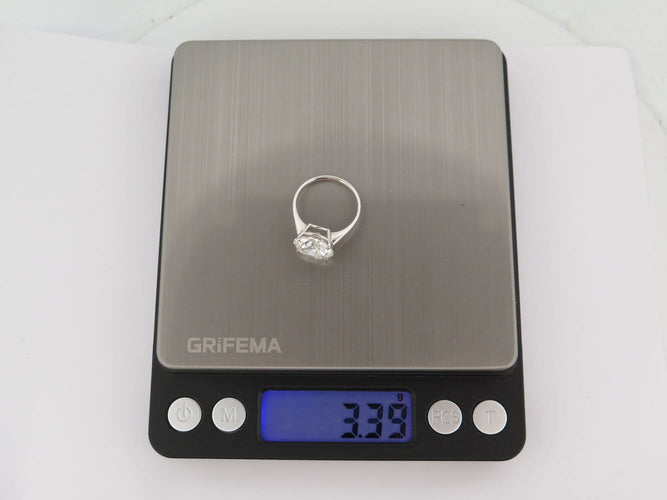 Bague 54 bague solitaire diamant de laboratoire 5.41cts or blanc 18k 3.39g 58 Facettes 272943