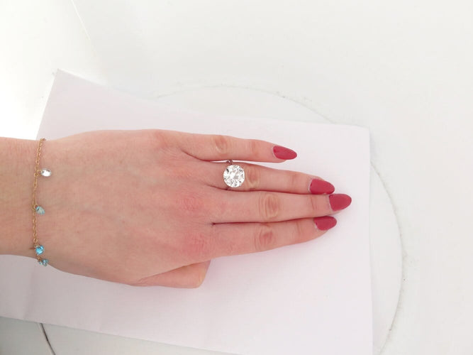 Bague 54 bague solitaire diamant de laboratoire 5.41cts or blanc 18k 3.39g 58 Facettes 272943