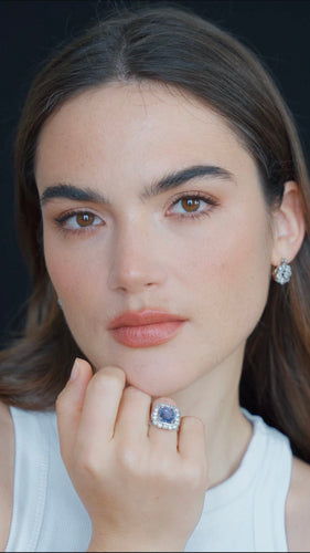 Boucles d'oreilles Boucles d'oreilles marguerite en or rose 18kt et platine, diamants 3.00 cts 58 Facettes