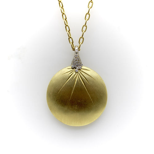 Pendentif Pendentif disque en or jaune et blanc 18k avec diamants 58 Facettes A2000I