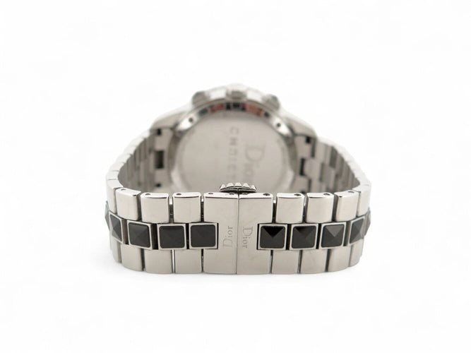 Montre Christian Dior Cristal - Montre chronographe en acier palladié sertie de diamants 58 Facettes 270228