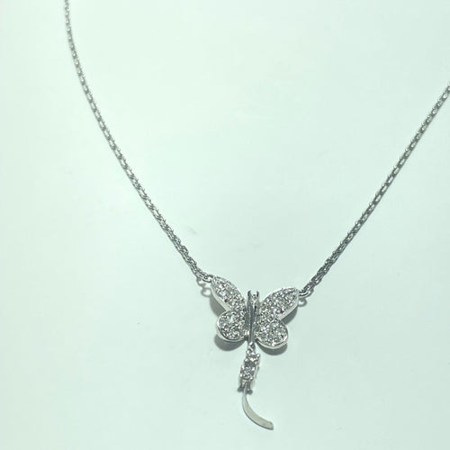 Collier Collier papillon en or blanc 18K et diamants 0,33 ct 58 Facettes 250103