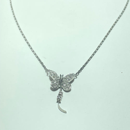 Collier Collier papillon en or blanc 18K et diamants 0,33 ct 58 Facettes 250103
