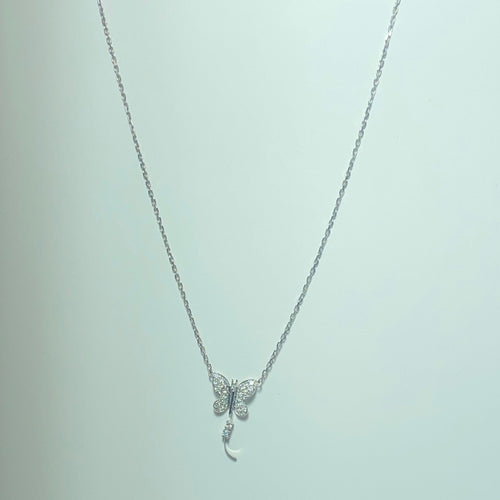 Collier Collier papillon en or blanc 18K et diamants 0,33 ct 58 Facettes 250103