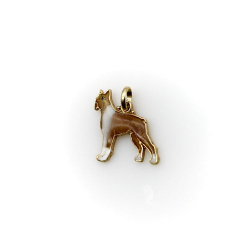 Pendentif Pendentif vintage - Charm boxer en or jaune 14K émaillé 58 Facettes