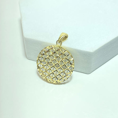 Pendentif Pendentif rond géométrique ajouré en or jaune 18 carats 58 Facettes 260009