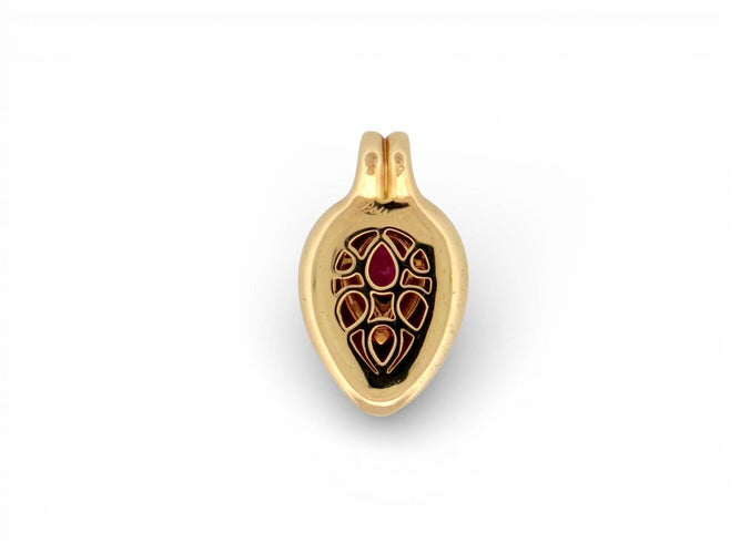 Pendentif Poiray - Pendentif vintage en or jaune 18k et pierre rose 58 Facettes 272210