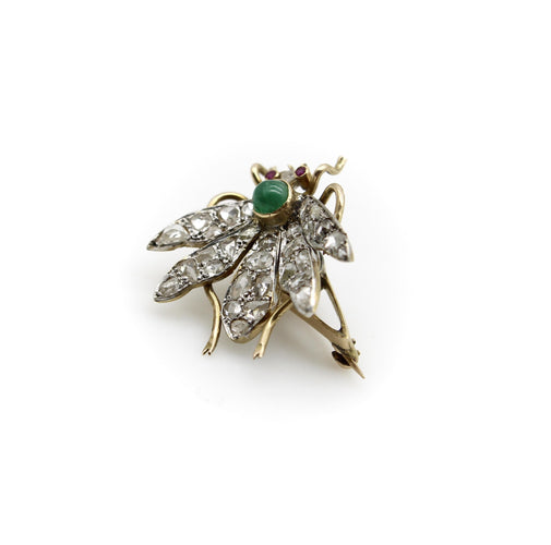 Broche Broche victorienne insecte en or 14k et diamants taille rose 58 Facettes A2001O