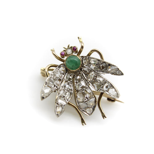 Broche Broche victorienne insecte en or 14k et diamants taille rose 58 Facettes A2001O