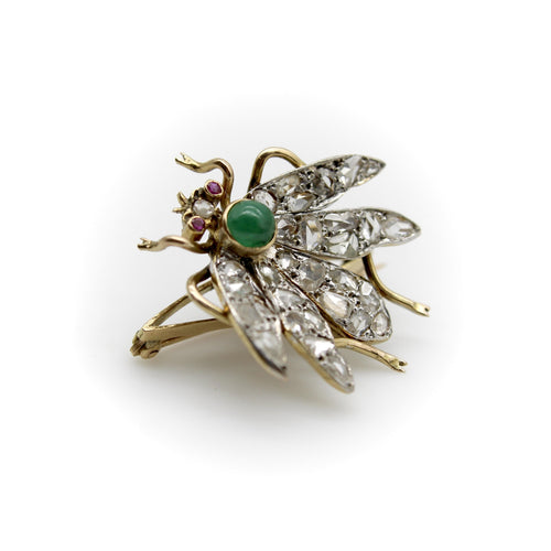 Broche Broche victorienne insecte en or 14k et diamants taille rose 58 Facettes A2001O