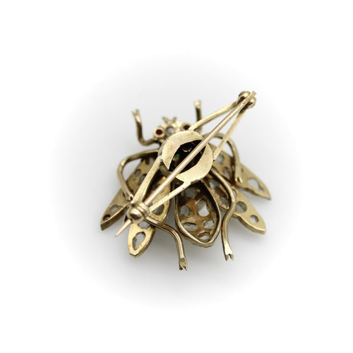 Broche Broche victorienne insecte en or 14k et diamants taille rose 58 Facettes A2001O